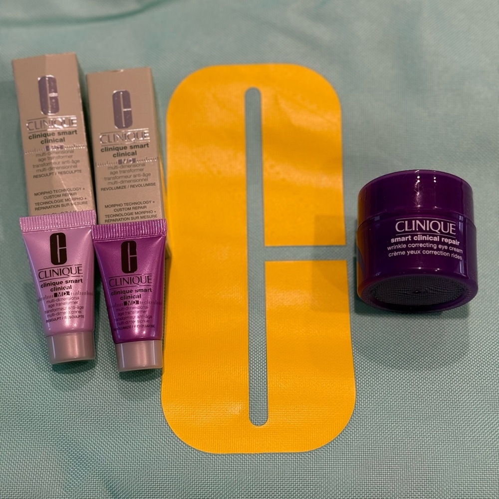 🆕 CLINIQUE 4-pc bundle! Smart Clinical MD Resculpt, Revolumize, eye cream & tote